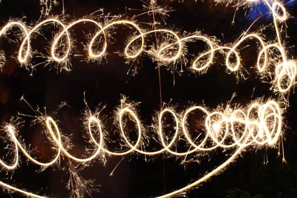 istock Image of lightstream effect photography technique, long exposure picture of spring-style spiral at night in garden 1175778968