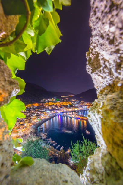 Panoramic view of scenic Parga city, Greece Panoramic view of scenic Parga city, Greece parga greece stock pictures, royalty-free photos & images