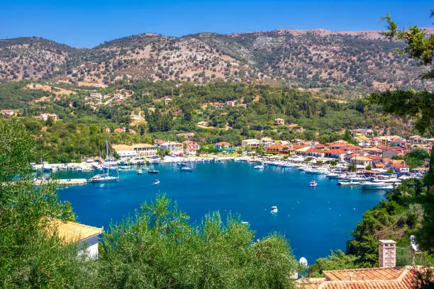 Aerial view of iconic paradise Sivota, Epirus, Greece