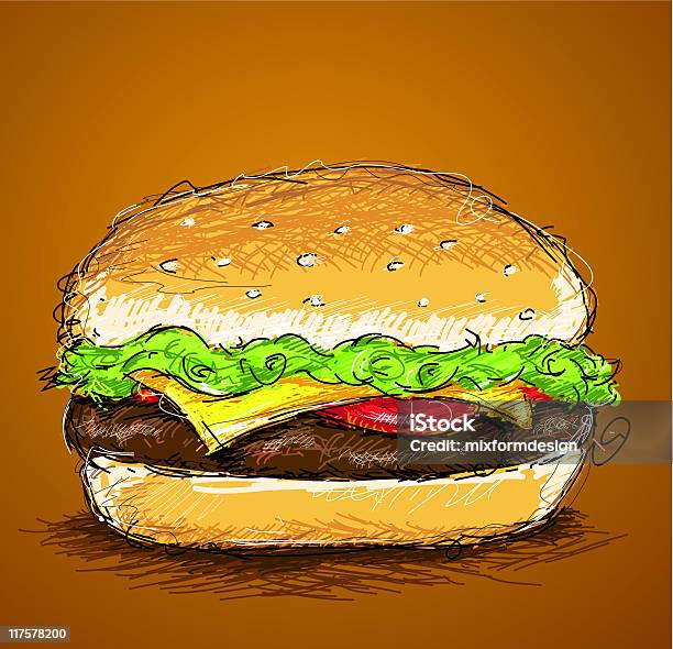 Hamburger - Stockowe grafiki wektorowe i więcej obrazów Burger - Burger, Szkic - Rysunek, Bazgroły - Wzór