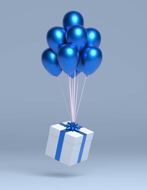 Blue Balloons in hand isolated on white background