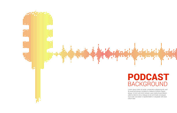 Sound wave microphone icon Equalizer background. Concept of Podcast and karaoke graphic theme music graph stock illustrations