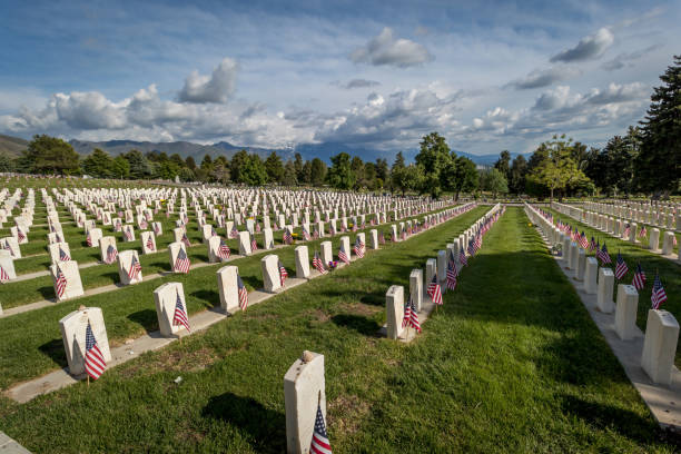 istock Military Grave Markers 1175795357