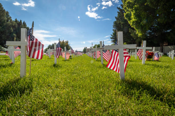 istock Military Grave Markers 1175795409