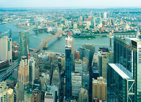 New York City - June 2013: Helicopter view of New York City.