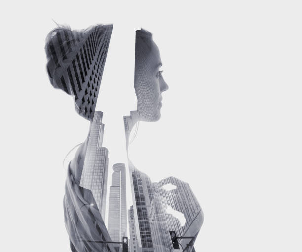 istock Multiple exposure of a woman and cityscape 1175797636