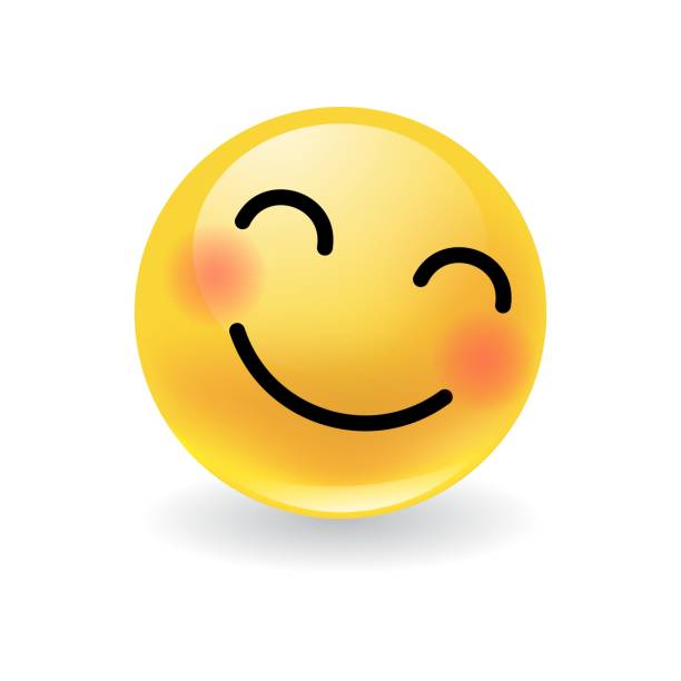 ilustrações de stock, clip art, desenhos animados e ícones de cute yellow round emoticon smiling and blushing - blush