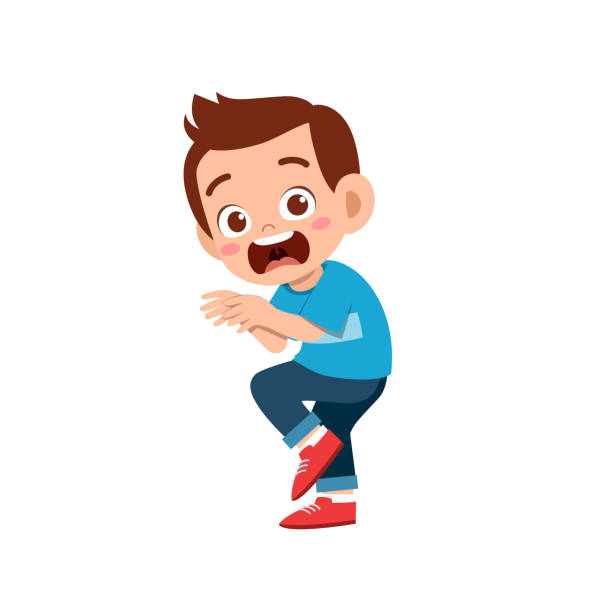 Cute Kid Teen Boy Show Facial Expression Stock Illustration - Download  Image Now - Fear, Child, Worried - iStock