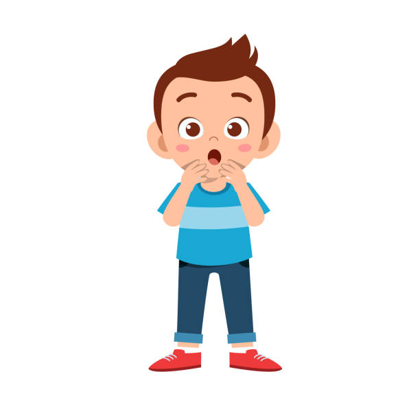 милый ребенок подросток мальчик показать выражение лица - kinder surprise stock illustrations