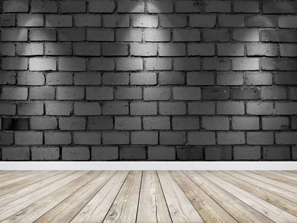 istock Empty room interior with vintage black brick wall for background 1175799968