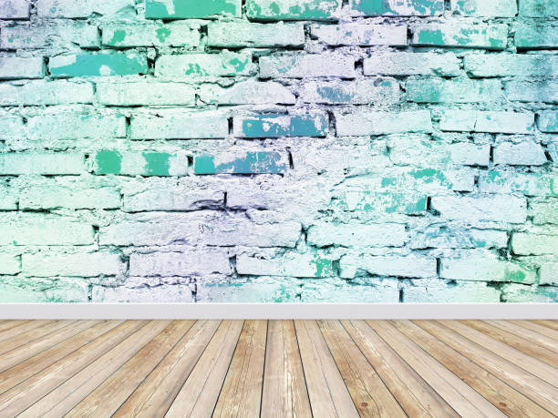 istock Empty room vintage blue brick wall with floor. 1175800234