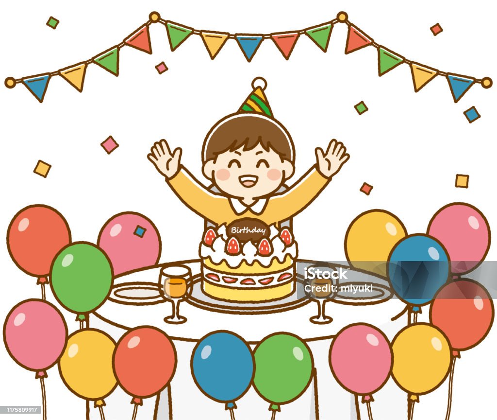 생일 파티 일러스트 귀여운에 대한 스톡 벡터 아트 및 기타 이미지 - 귀여운, 기념일, 다중 색상 - iStock