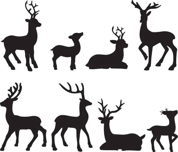 Vector illustration of Reindeer Silhouettes 3