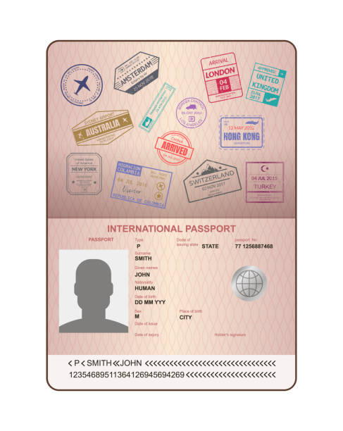 istock Stamp in passport for traveling an open passport 1175815569