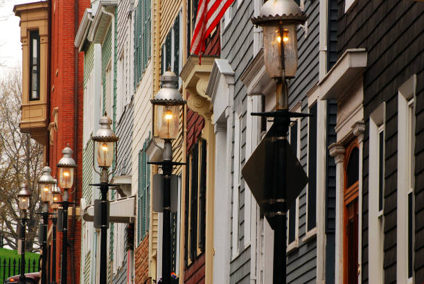 casas de fila de charlestown - row house architecture tourism window fotografías e imágenes de stock