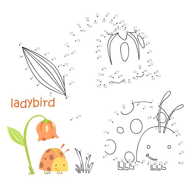Coloring book and dot to dot game Coloring book and dot to dot game for children. Numbers game. ladybug vector illustration ladybird book stock illustrations