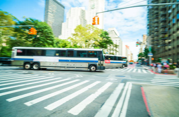 istock Public transportation bus in New York 1175818563