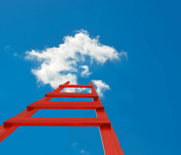 istock ladder red up to sky isolated in white background - 3d rendering 1175818567