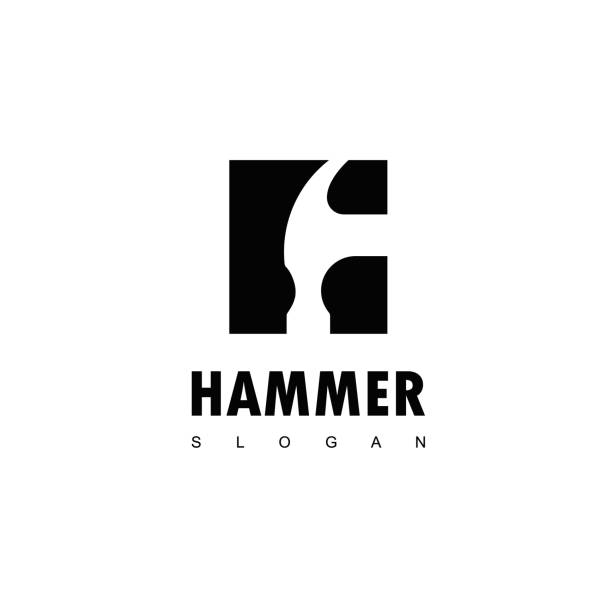 Hammer Icon Design Vector Hammer Logo For Construction, Maintenance And Home Repair hammer stock illustrations