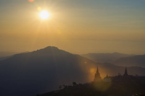istock Sunrise and fog on the mountain. 1175830005