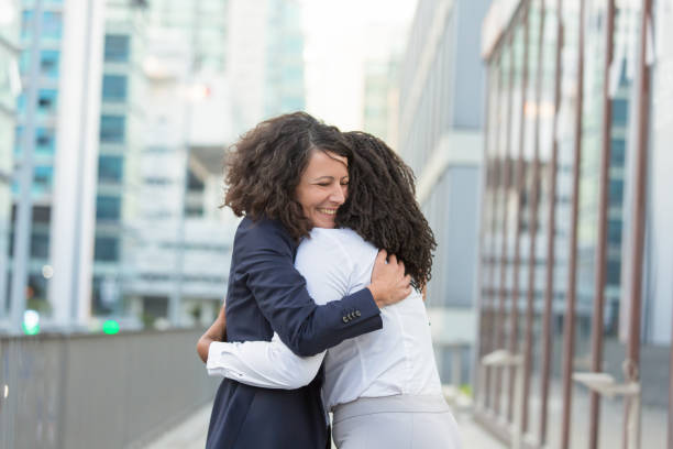 istock Old female friends glad to see each other 1175831487