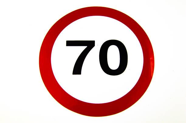 istock Speed limit road sign on a white background. 1175837352