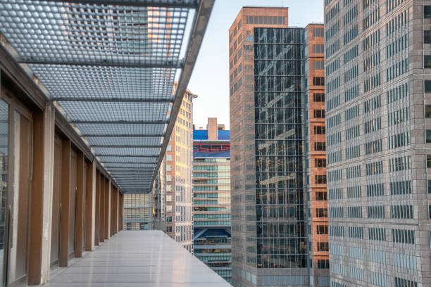 istock Modern complex of business buildings. Corporate and  technology concept. 1175840243