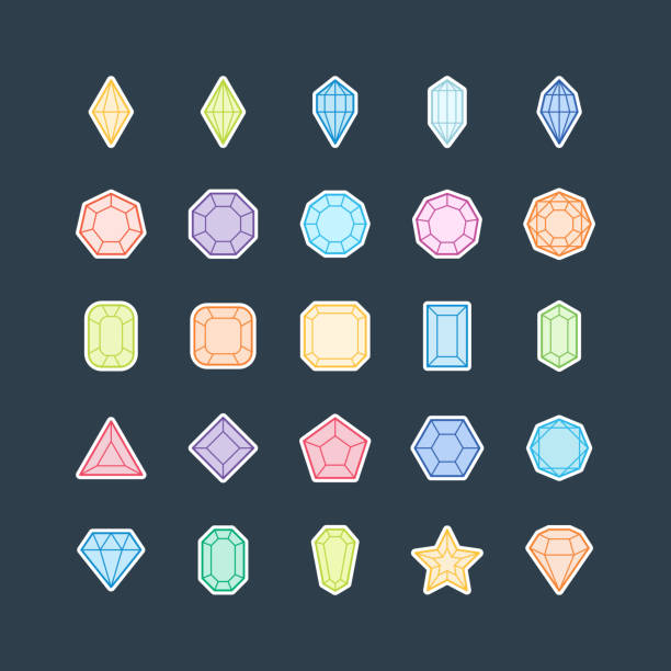 ikona diamentu, symbol kamienia szlachetnego, ilustracja wektorowa - diamond gem sapphire ruby stock illustrations