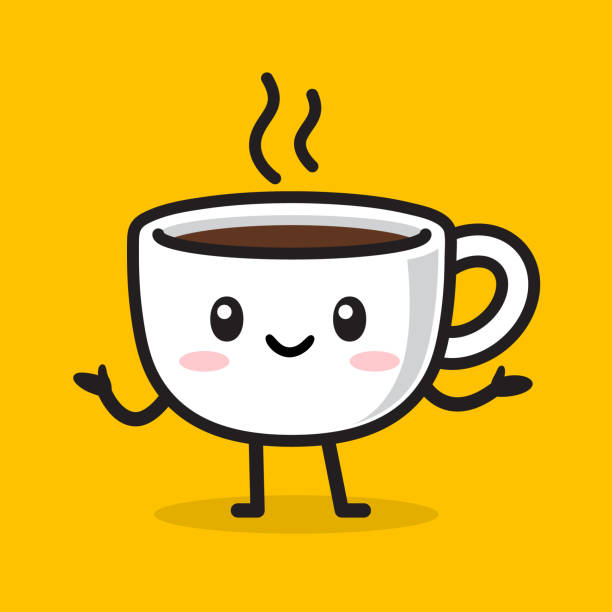 ilustrações de stock, clip art, desenhos animados e ícones de kawaii coffee cup character - heat beautiful joy happiness