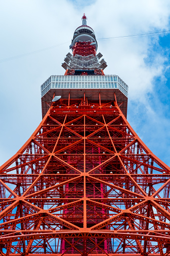 Looking up at the Tokyo Tower