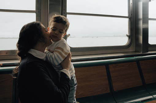 Family in a Ferry in New York city