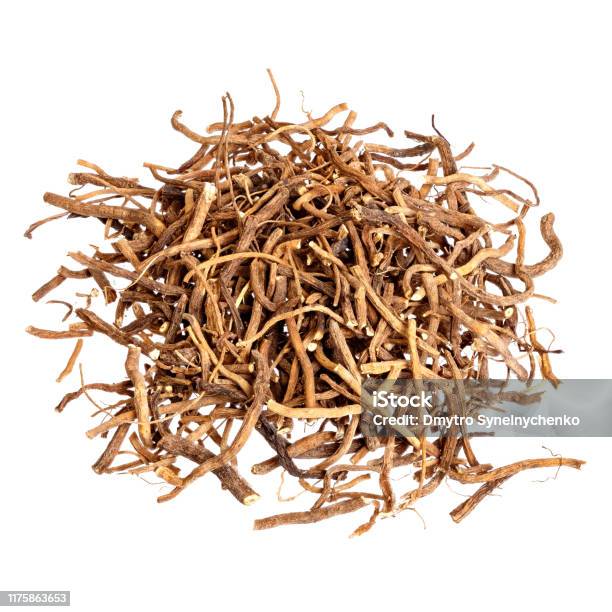 Valerian Root For Medical Use Closeup Isolated On White Stock Photo - Download Image Now