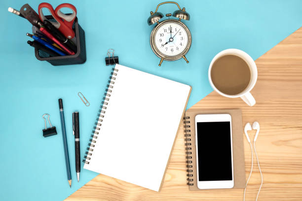 istock Top view of the notebook opens with a blank page. 1175864338
