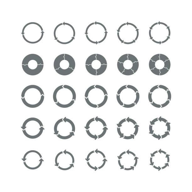 vektorsatz von pfeilkreisen - ecke eines objekts grafiken stock-grafiken, -clipart, -cartoons und -symbole
