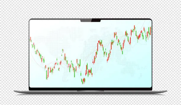 Vector illustration of Vector stock market graph in Laptop