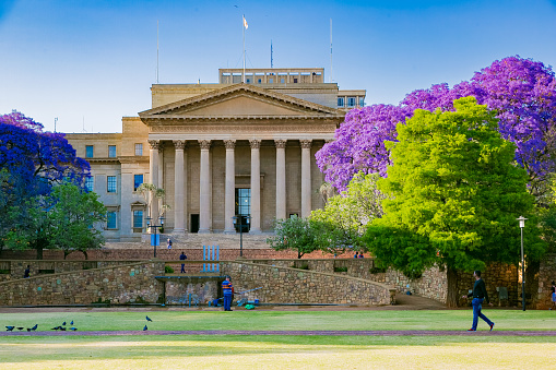 Johannesburg, South Africa - October 09 2018: Exterior view of the Great Hall at the University of the Witwatersrand in Johannesburg South Africa