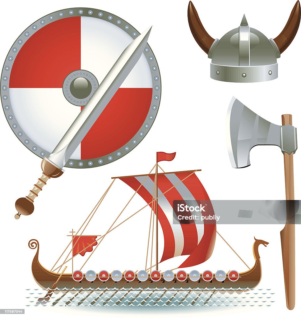 Атрибуты Vikings - Векторная графика Корабль викингов роялти-фри