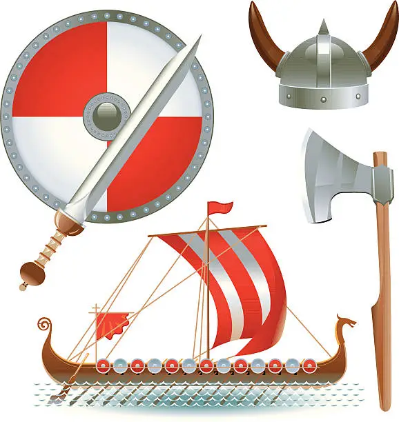 Vector illustration of Attributes Vikings