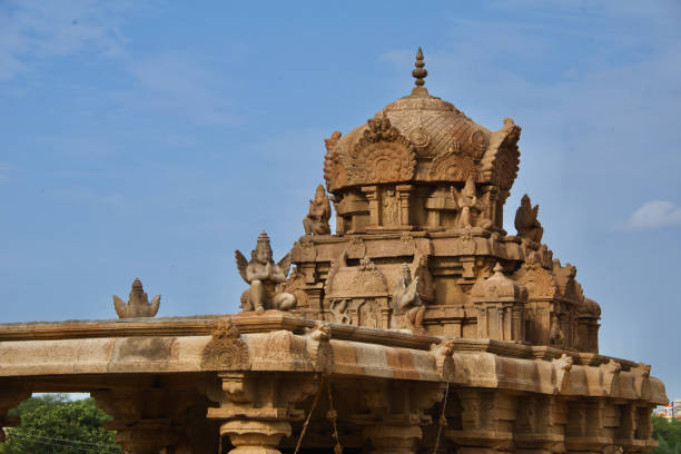 istock Indian Sandstone Temple Structure with figurines and pillars 1175871635
