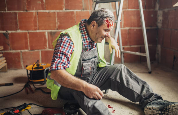 istock Physical injury at work of construction worker 1175872364