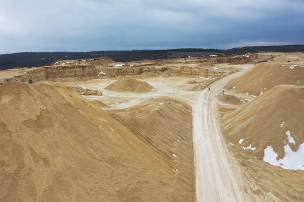 istock Clay quarry, top view. Clay mining in quarry. 1175879388
