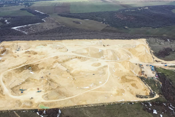 istock Clay quarry, top view. Clay mining in quarry. 1175879407