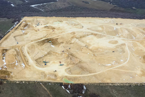 istock Clay quarry, top view. Clay mining in quarry. 1175879440