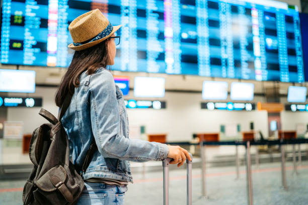 istock Tourist checking the arrival departure board 1175880119