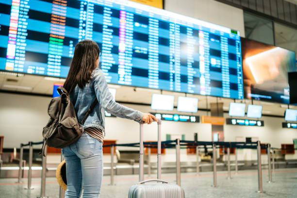 istock Tourist checking the arrival departure board 1175880136