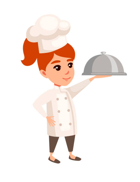 istock Girl kid wearing chef costume with restaurant cloche cartoon character design flat vector illustration isolated on white background 1175881268