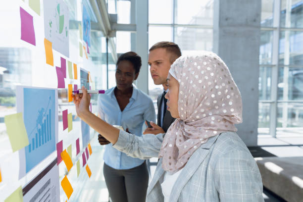 istock Business people discussing over sticky notes in office 1175882951