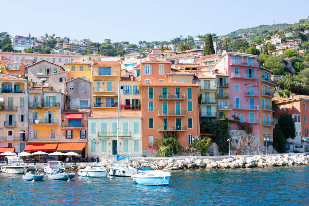 villefranche-sur-mer, 2019, lazurowe wybrzeże, francja - villefranche sur mer zdjęcia i obrazy z banku zdjęć