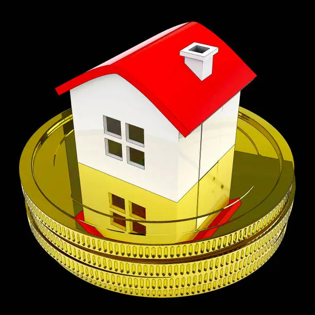 Photo of Pay Off Mortgage Coins Showing Housing Loan Payback Complete - 3d Illustration