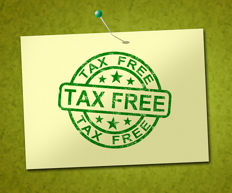 Tax-free concept icon means no customs duty required. Untaxed and exempted shopping zone - 3d illustration